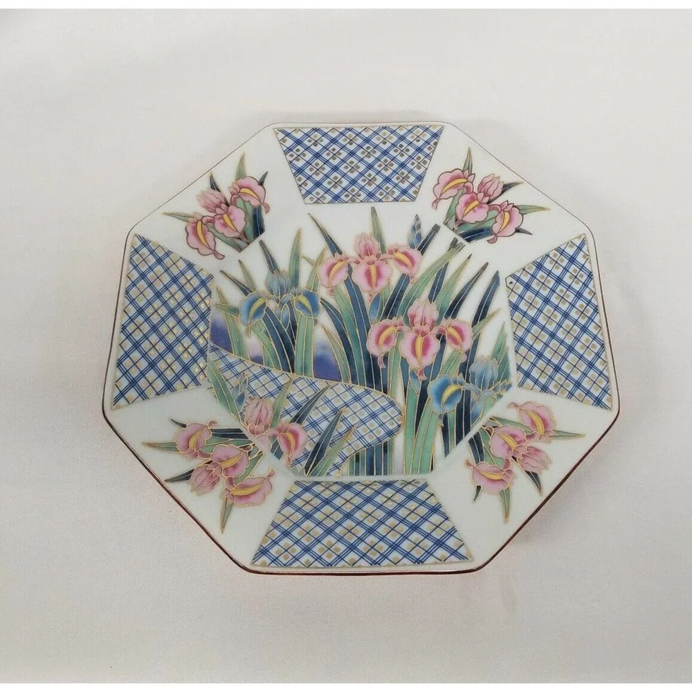 Vintage Ayame Octagonal Pink Blue Iris 7.5